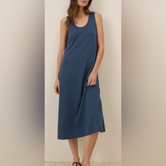 Pact Sleeveless Midi Dress in Deep Blue. Large. 100% organic cotton - Picture 3 of 11